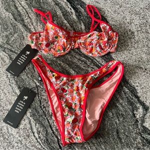 BLACKBOUGH SET - Fiona Underwire Top & High Rise Cheeky Bottoms in Berry Cherry